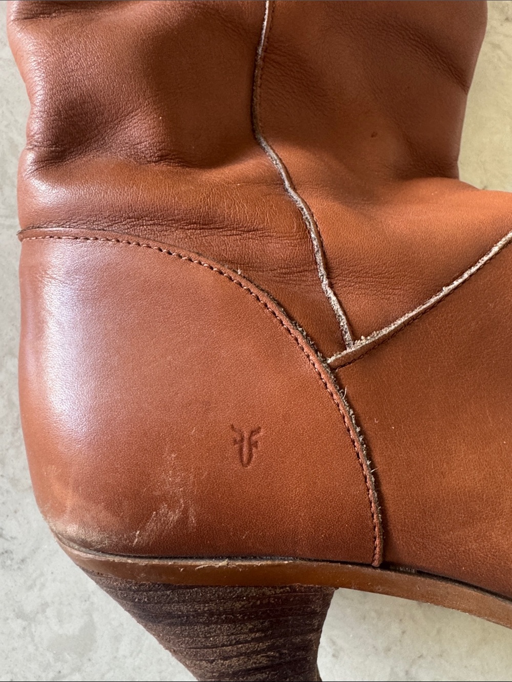 FRYE Vintage 70s Frye Campus Leather Boots - Cognac Brown size 7m - Picture 3 of 6